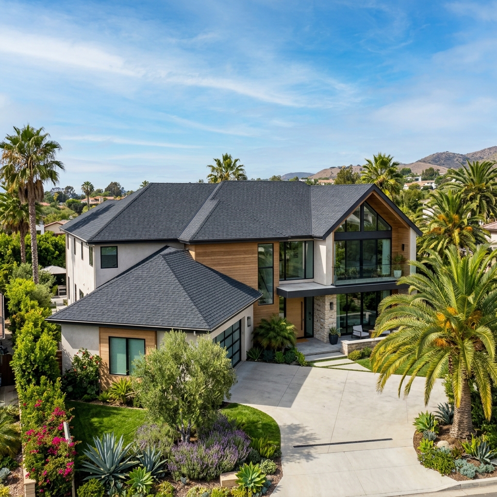 Premium new roof installation on a beautiful Southern California home